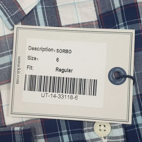 UNTUCKit Sorbo Shirt Women's 6 Cotton Button Up Blue White Red Plaid Regular Fit - Picture 3 of 16
